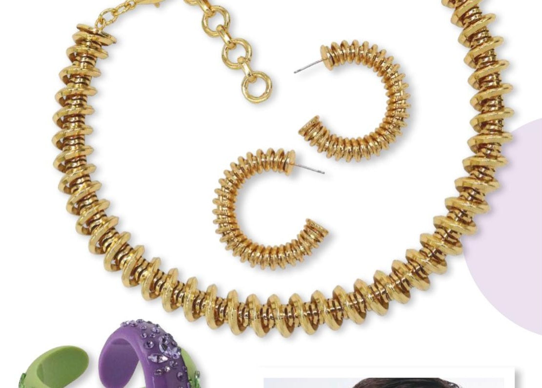 Shimeray Gold Spiral Choker & Hoop Earring Set