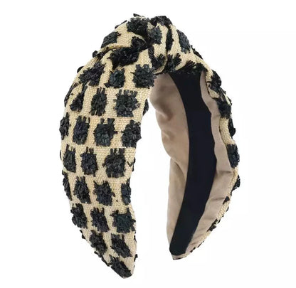 Tweedy Black & Cream Knotted Headband