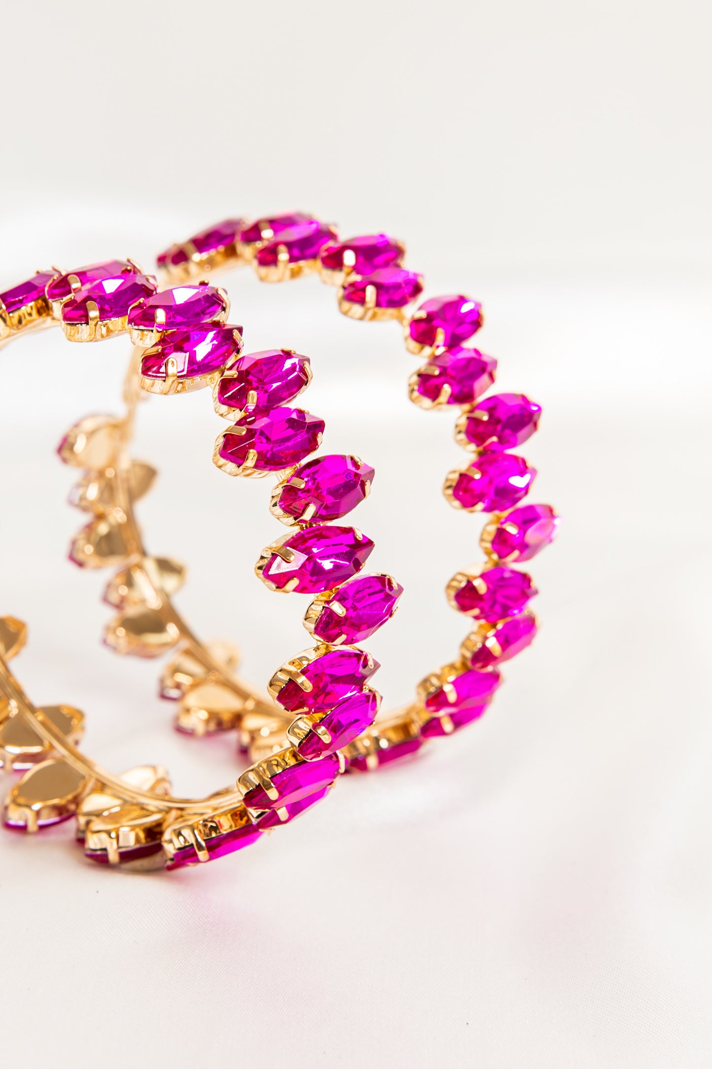 Adele Mega Hoop Fuchsia Pink Crystal Hoop Earrings