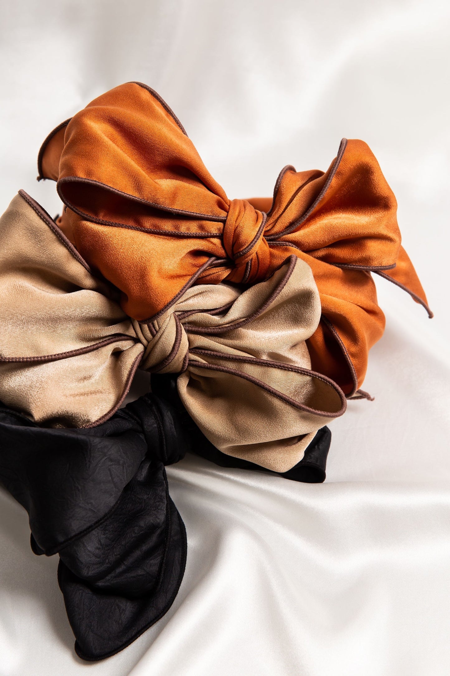 Beau Wired Bow Headband In Burnt Orange or Mocha