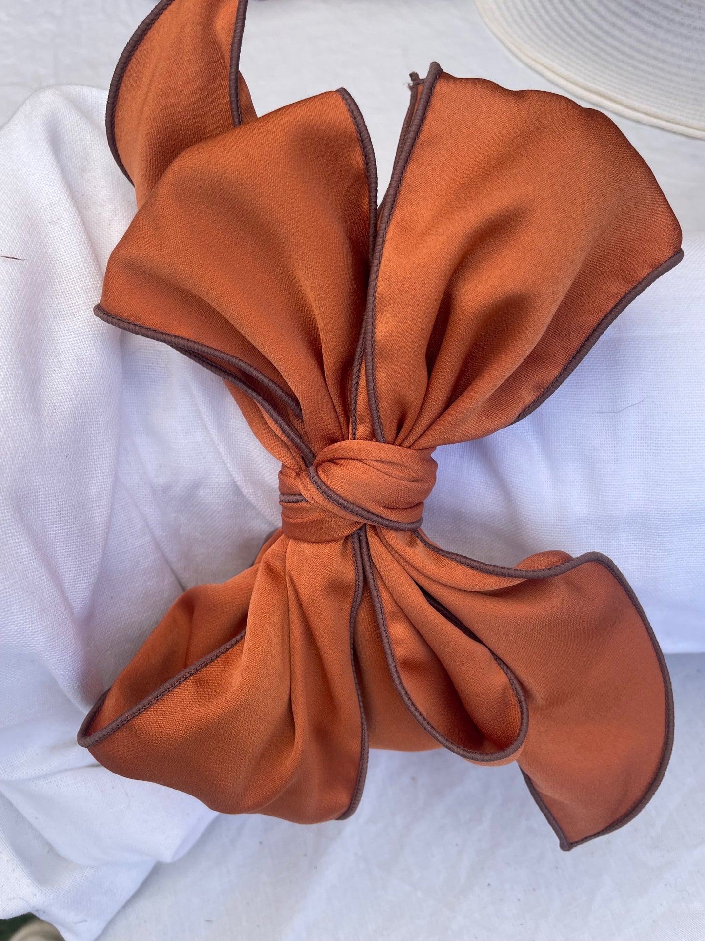 Beau Wired Bow Headband In Burnt Orange or Mocha