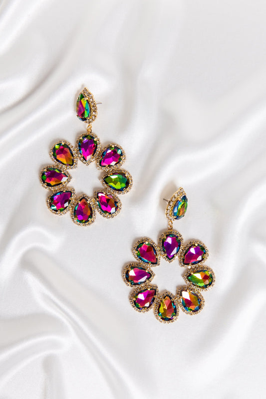 Rainbow 🌈 Oversized Flower Halo Earrings