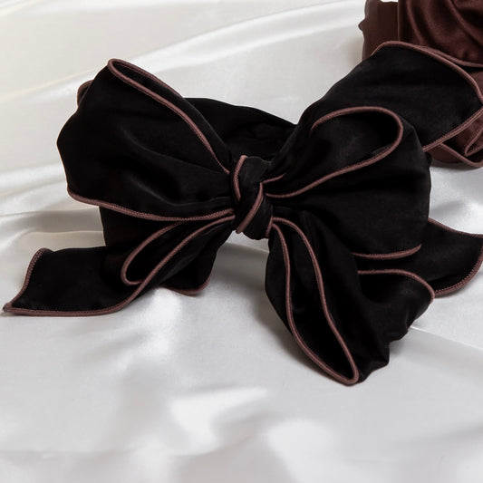 Beau Wired Bow Headband In Dark Chocolate Brown