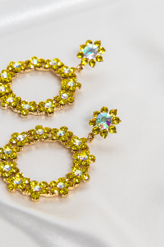 Elizabeth Garden Ring Drop Earrings In Crystal