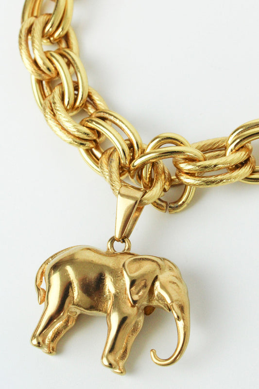 Chunky Gold Chain Elephant Necklace