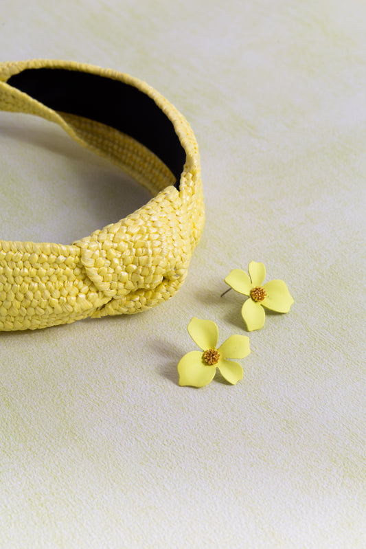 Daisy Headband and Earring Set-Lemon
