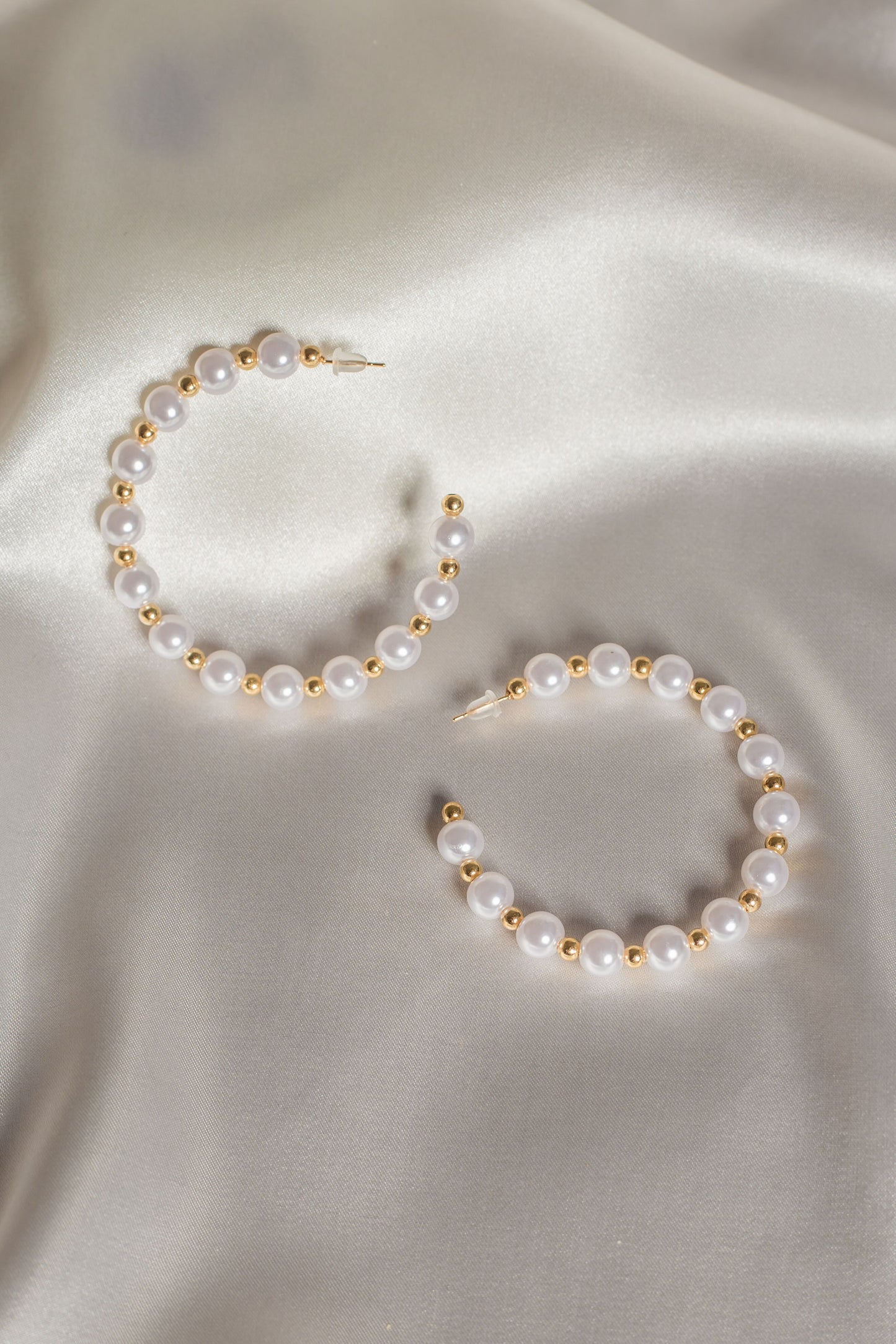 Pearl and Beaded 1/2 Hoop Earrings