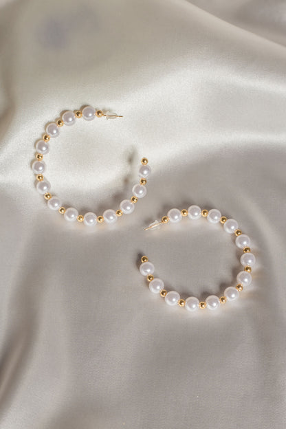 Pearl and Beaded 1/2 Hoop Earrings