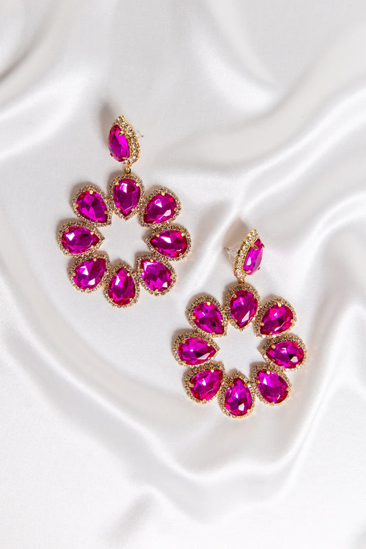 Fuchsia Pink Oversized Flower Halo Earrings