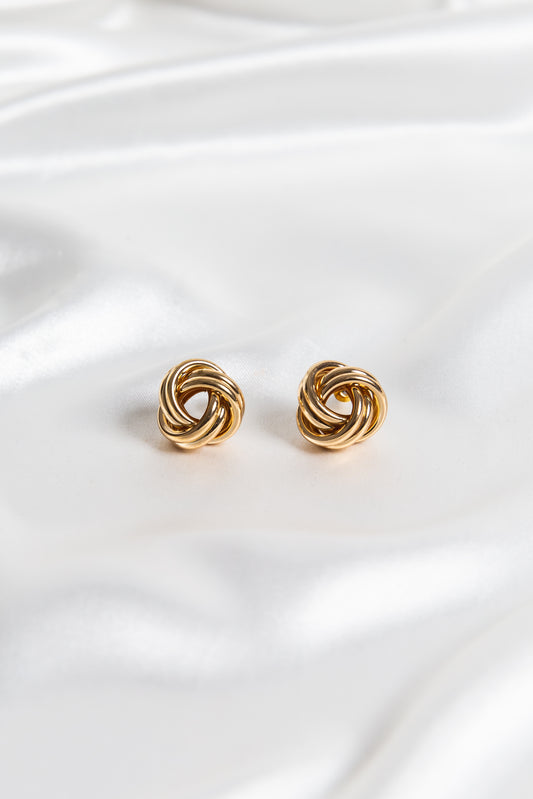 Gold Infinity Swirl Oversized Statement Stud Earrings