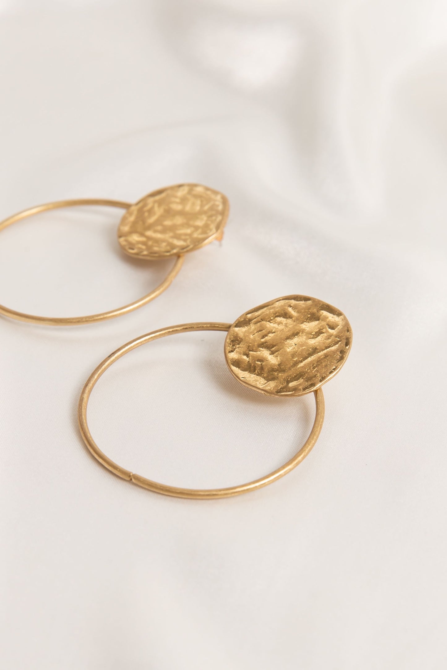 Athena Hammered Hoop Earrings in Gold