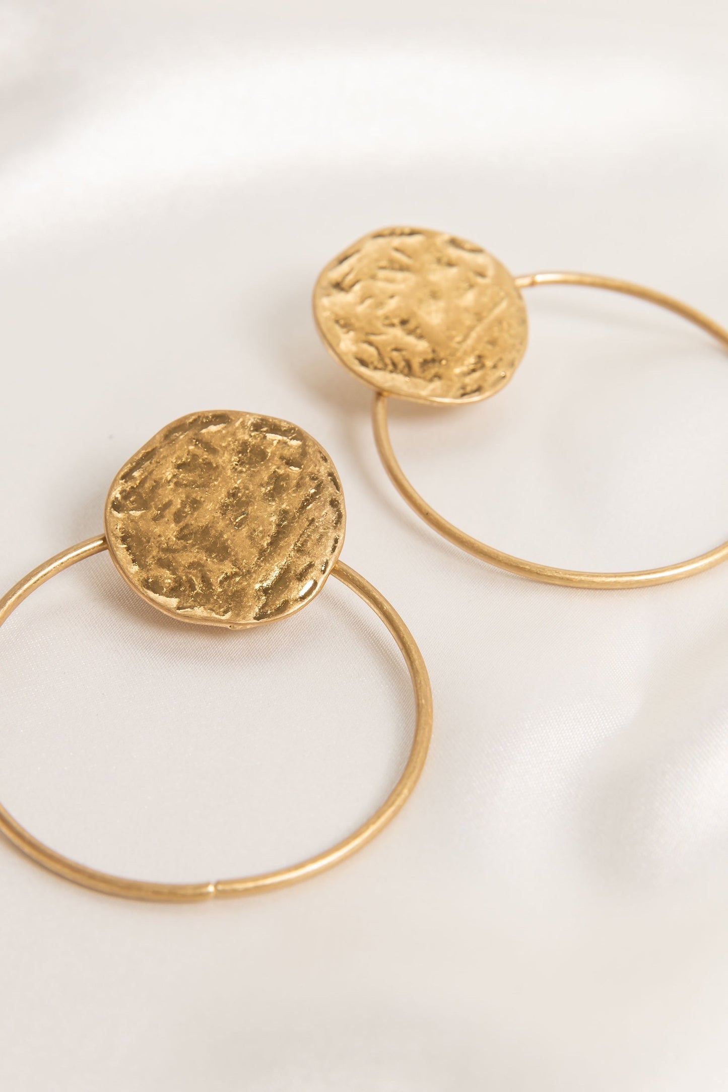 Athena Hammered Hoop Earrings in Gold