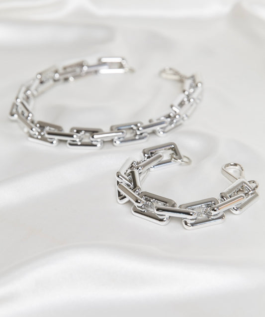 Silver Suki Curb  Necklace & Bracelet Chain Set