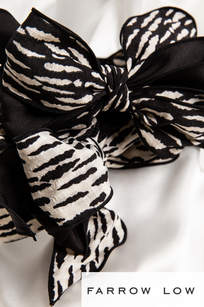 Beau Wired Bow Headband in Zebra Splash