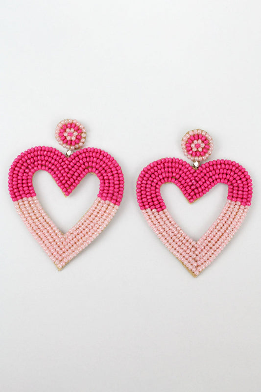 Pink Heart Two Tone Earrings