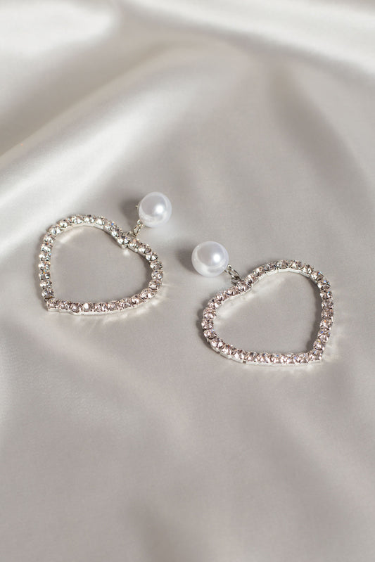 Crystal and Pearl Hearts Earrings