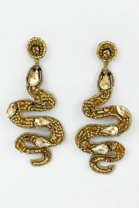 Spectacular Snake Earrings in Gold