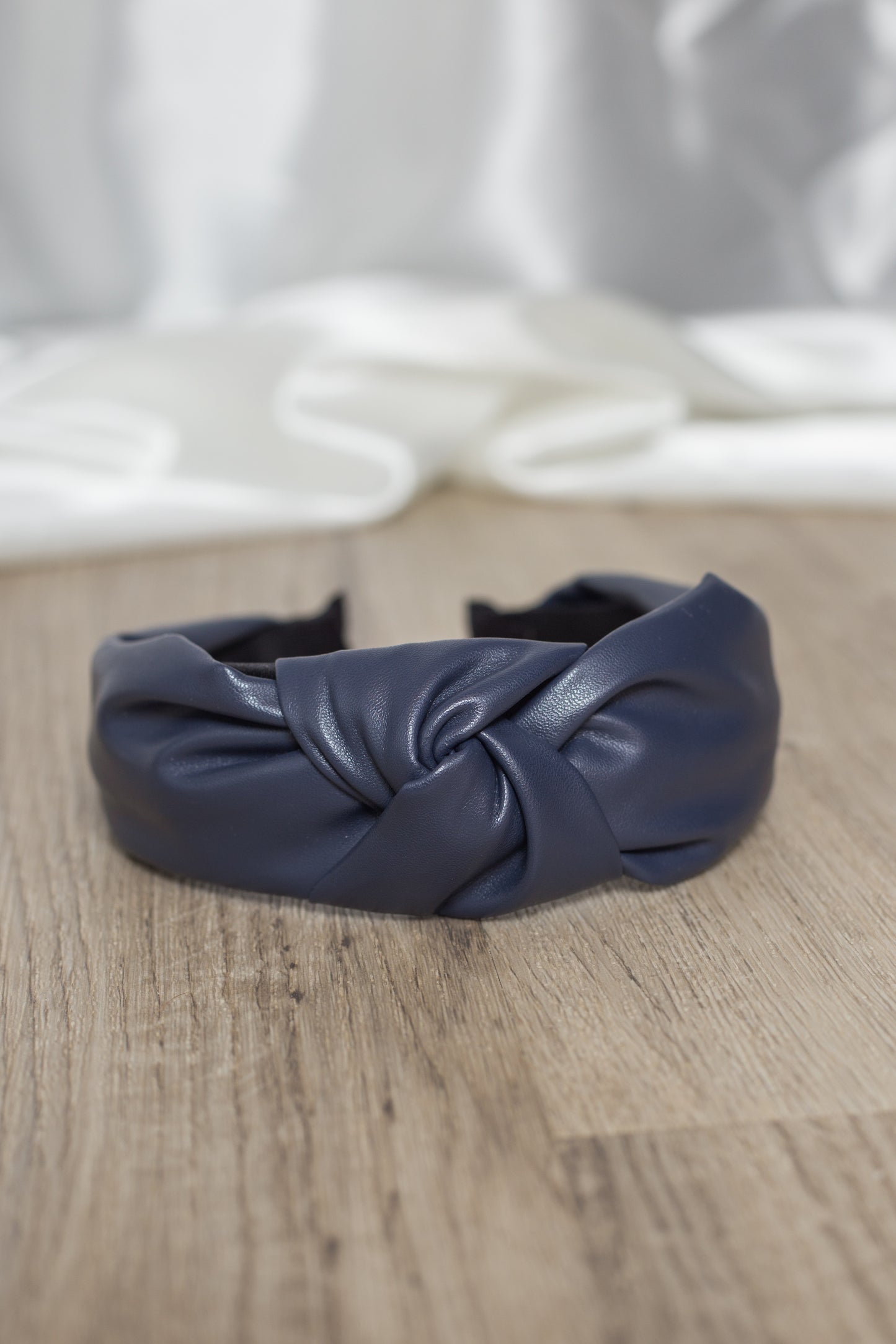 Leather Look Midnight Blue Knotted Headband