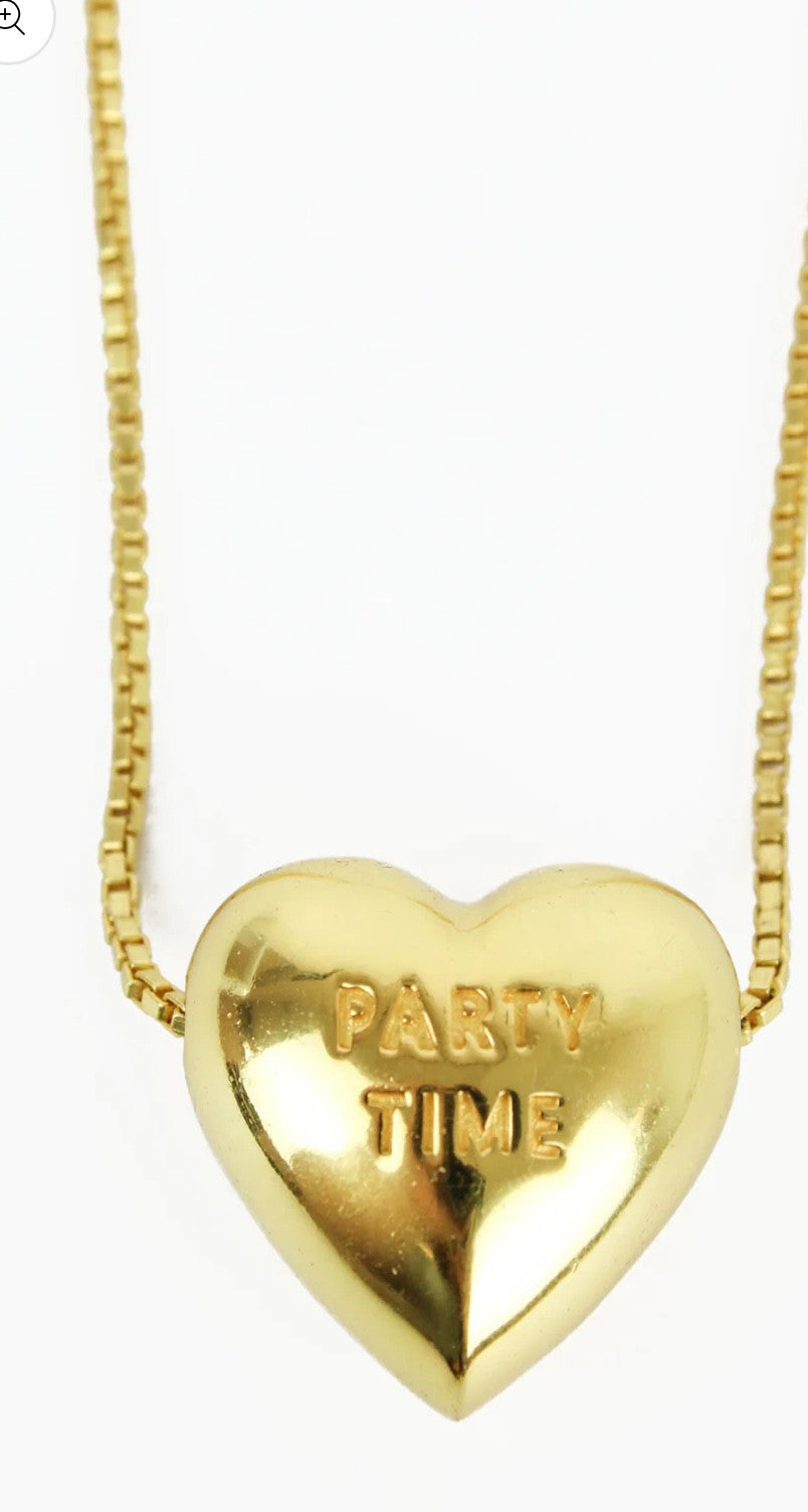 Chunky Heart Let’s Dance/Time To Party Necklace (18 ct gold plaited)
