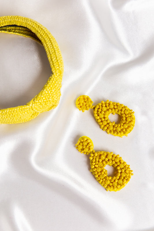 Honeymoon Set With Oval Earrings In Yellow