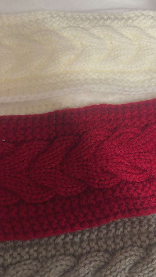 Cable Knit Winter Headband with Fleece Lining